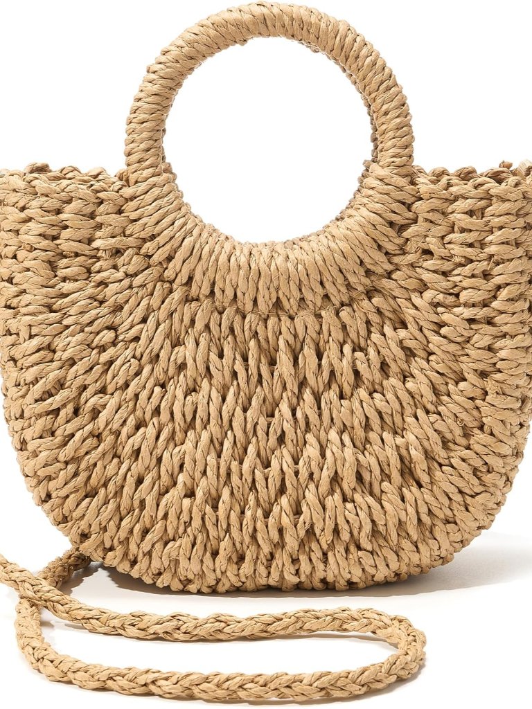 Summer Straw Beach Tote Bag For Women,Crossbody Bags Boho Purse,Handmade Straw R